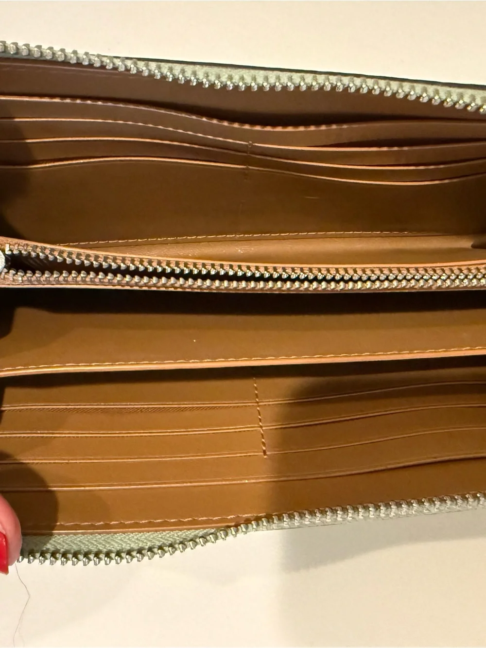 Coach Mint Green Leather Long Zip-Around Wristlet Wallet